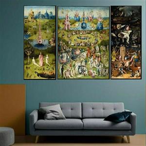 تابلو بوم 3 تکه طرح آنتیک هیرونیموس