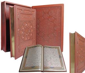 120103-قرآن رحلی معطر سلطانی بدون ترجمه جعبه دار چرم برجسته نفیس
