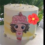 کیک اسفنجی مدرن تولد تم عروسک دخترونه لول lolبا تزیین چاپ غیر خوراکی وزن 1300کیلوگرم ( فیلینگ نوتلا و موز و گردو)