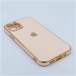 قاب گوشی iPhone 12 pro آیفون طرح ژله ای مای کیس گلد لاین دور طلایی محافظ لنز دار رنگ کالباسی کد 14