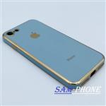 قاب گوشی iPhone 7 - iPhone 8 - iPhone SE 2020 آیفون طرح ژله ای مای کیس گلد لاین دور طلایی محافظ لنز دار رنگ فیروزه ای کد 7