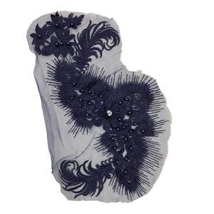 تکه دوزی مدل گل نگین دار سرمه ای