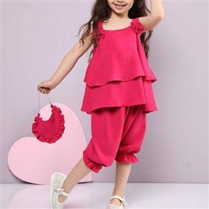 پیراهن و شلوارک بچه گانه ست با کیف ست