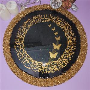 تابلو وان یکاد پروانه ای رزینی  قطر 50سانت کار شده با رنگ اکرولیک و رزین و سنگهای ژیود