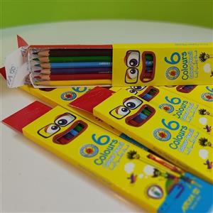مداد رنگی 6 رنگ جعبه مقوایی آریا بسیار با کیفیت اعلا