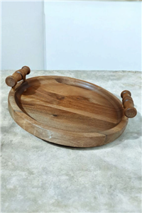 سینی چوبی دسته خراطی