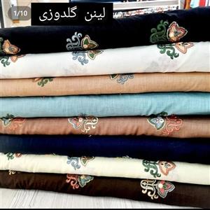پارچه لنین گلدوزی ..مناسب دوخت مانتو و کت .بلوز و شومیز