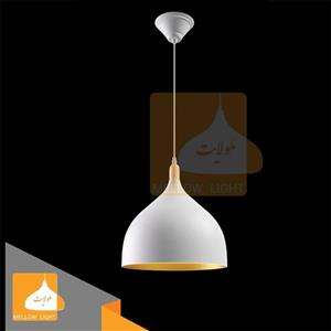 لوستر مدرن سفید مات داخل طلایی، دهانه 25 سانت