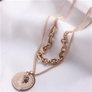 گردنبند دو ردیفه مدل کارتیر و سکه الیزابت