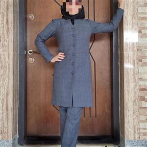 مانتو شلوار اداری فاستونی اعلا آستر کشی لایه کاری شده تنخور شیک و عالی سایز بندی