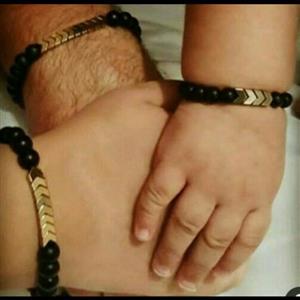 ست دستبند سنگ اونیکس وسنگ حدید