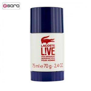 استیک ضد تعریق مردانه لاگوست مدل Live حجم 75 میلی لیتر Lacoste Deodorant Stick 75ml For Men 