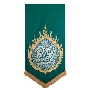 201339-بیرق حرارت سبز 70در150 طرح یا زینب کبری پارچه کج‌راه(مناسب برای عزاداری ها و محرم و نصب درب خانه ها)