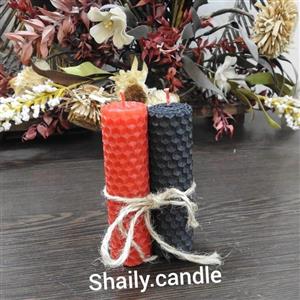 شمع موم عسل رنگ قرمز و مشکی