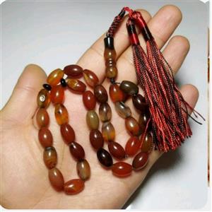 تسبیح سنگ عقیق سلیمانی 33 دانه تراش هلی