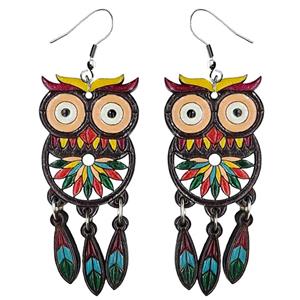 گوشواره چوبی طرح جغد