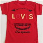 تیشرت تک پسرانه نخی قرمز سایز 45تا55 طرح levis 