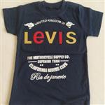 تیشرت تک پسرانه نخی سرمه ای سایز 40تا55 طرح levis 