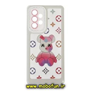 قاب گوشی Galaxy A33 5G سامسونگ ژله ای طرح دار شفاف ربات تدی محافظ لنز دار کد 356