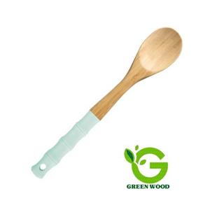 قاشق آشپزی سیلیکونی دسته چوبی بامبو برند شنگیا مدل Cyan کد Gw40303001 
