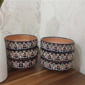 کاسه سوپ خوری و سلاد خوری سفالی میناکاری