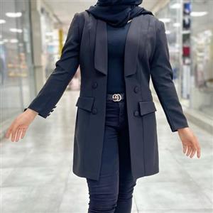 کت مشکی مازراتی یقه بلند قد 85برش دار  آستین کتی