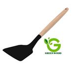 کفگیر آشپزی سیلیکونی دسته چوبی بامبو برند شنگیا مدل Black کد Gw40203004