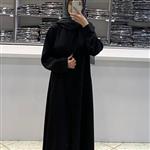 مانتو طرح هانا ریما سایز 42 تا 54  قد 140 جنس کرپ نگین مشکی تولیدی حجابچی