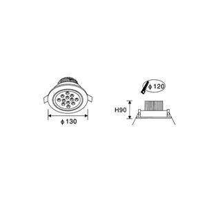 چراغ ال ای دی ری لایت 12 وات مدل THD-K1221-2-Glass Ray Light THD-K1221-2-Glass High Power LED Aluminium Ceiling LED light 12W