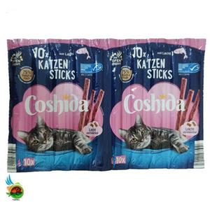 تشویقی مدادی گربه کوشیدا با طعم ماهی Coshida cat sticks mit lachs وزن ۵۰ گرم ۱۰ عددی 