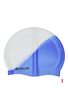 کلاه شنا سیلیکونی سفید آبی برند Delta