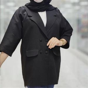 کت بگ مشکی مازراتی قد 80_85 آستین سه رپ یقه انگلیسی