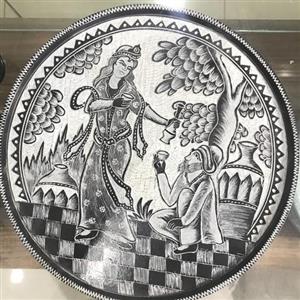 جام سبو لیوان سینی پایه دار سنگی سیاه قلم زینتی تزیینی کاربردی