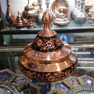 قندان سفینه ای حکاکی روی مس 