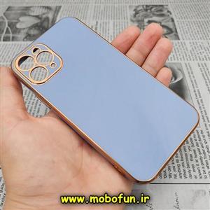 قاب گوشی iPhone 11 Pro آیفون طرح ژله ای مای کیس گلد لاین دور طلایی محافظ لنز دار آبی سیرا کد 304 