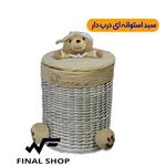 سبد استوانه ای طرح خرس کرمی رومنس کد s380