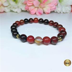 دستبند سنگ عقیق سلیمانی درجه یک سایز سنگ هشت میل