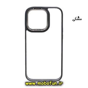 قاب گوشی iPhone 12 Pro Max آیفون اورجینال متال کیس Metal طرح پشت طلق شفاف دور سیلیکونی مشکی کد 524