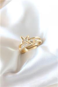 انگشتر پروانه استیل نگین دار