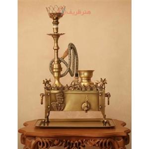 منقل سماوری زغالی برنجی قلیان دار شیر نشان، با کیفیت بالا و درجه یک با ورق ضخیم و با کیفیت