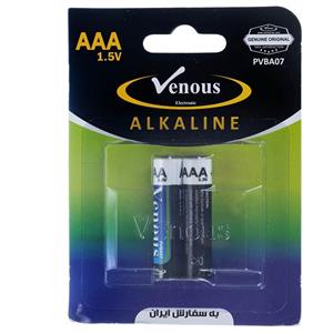باتری نیم قلمی ونوس مدل Alkaline بسته 2 عددی Venous Alkaline AAA Battery Pack of 2