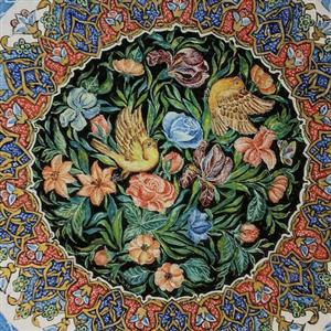 بشقاب میناکاری طرح گل و مرغ 30 سانتی 