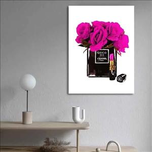 تابلو بوم چاپی لاویا طرح عطر شنل و گل کد ART-3154