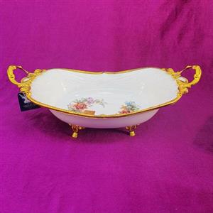 کشکول سرامیک گلدار دور طلایی کد G 383