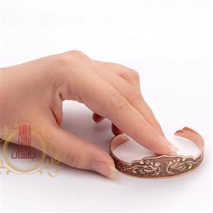 دستبند مسی قلمزنی طرح گل ومرغ