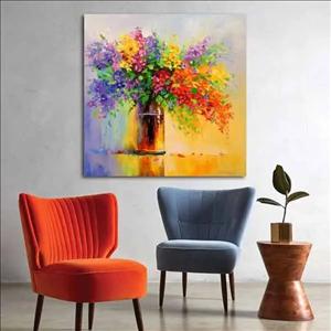 تابلو بوم چاپی لاویا طرح گلدان رنگی کد ART-1432