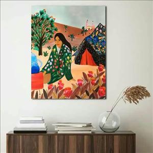 تابلو بوم چاپی لاویا طرح زن و روستا کد ART-2077