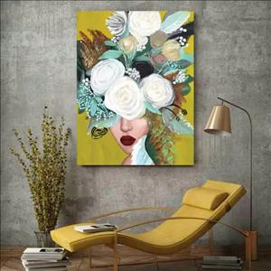 تابلو بوم چاپی لاویا طرح زن و گل کد ART-1775