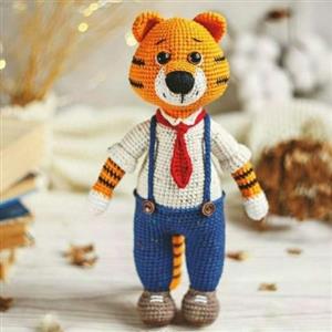 عروسک ببر،ایستاده،دستبافت،اسباب بازی،ببر خوشگل و شیک،عروسک سال
