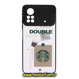 قاب گوشی Poco X4 Pro 5G شیائومی پشت گلس آینه ای CASETIFY طرح استارباکس Starbucks محافظ لنزدار مشکی کد 536